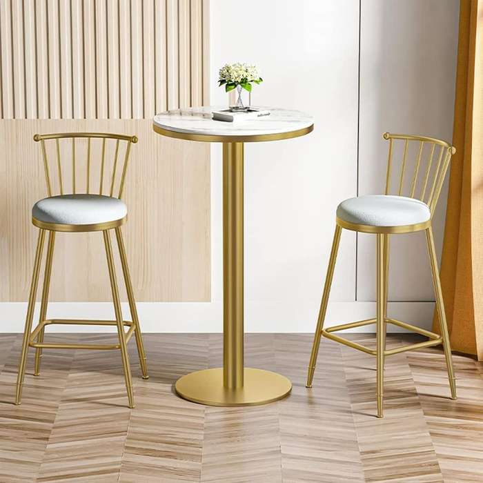 Elegant Gold Round Table with Metal Legs