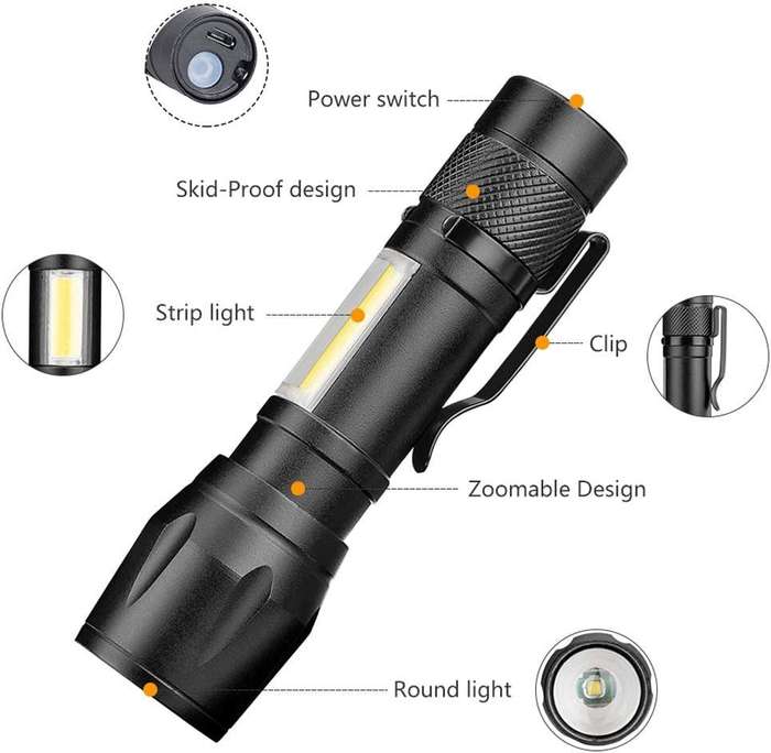Aluminium Alloy USB Rechargeable Mini Torch with Zoom Function (2 Pack)