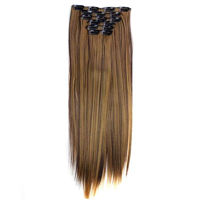 6 Pcs 16 Clips 23inch Straight Wig Hair Extensions For Women