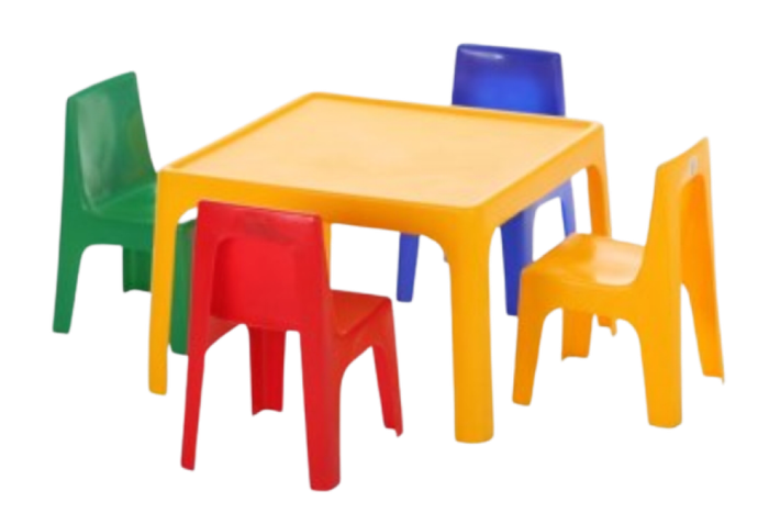 4x Toddlers Creche Plastic Chairs & 1 Table