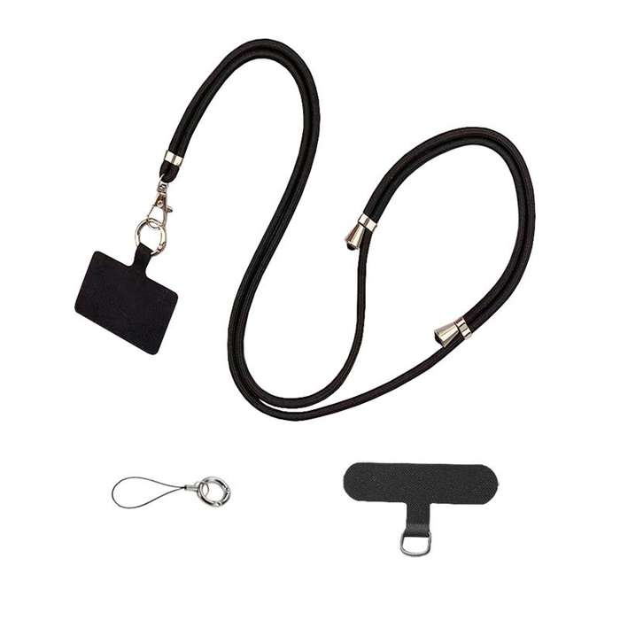 Cell Phone Lanyard Crossbody Adjustable Nylon Neck Strap - Black