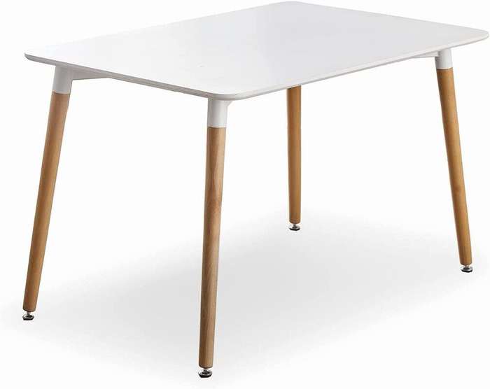 Dining Sets - Rectangular Dining Table with Four Padded Red Chairs - White, Red