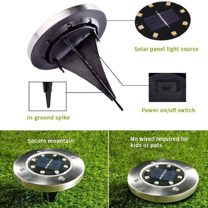 Solar Ground Light Waterproof - Pack Of - 8 Ground Garden Light Spot Light