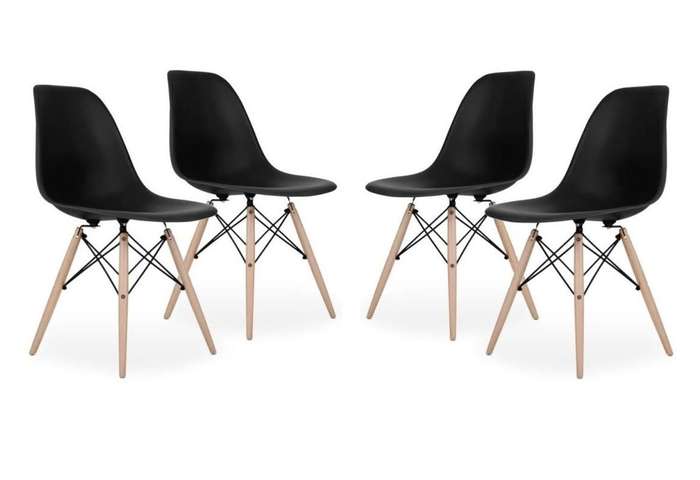 6 x Wooden Leg Black Cafe Chair