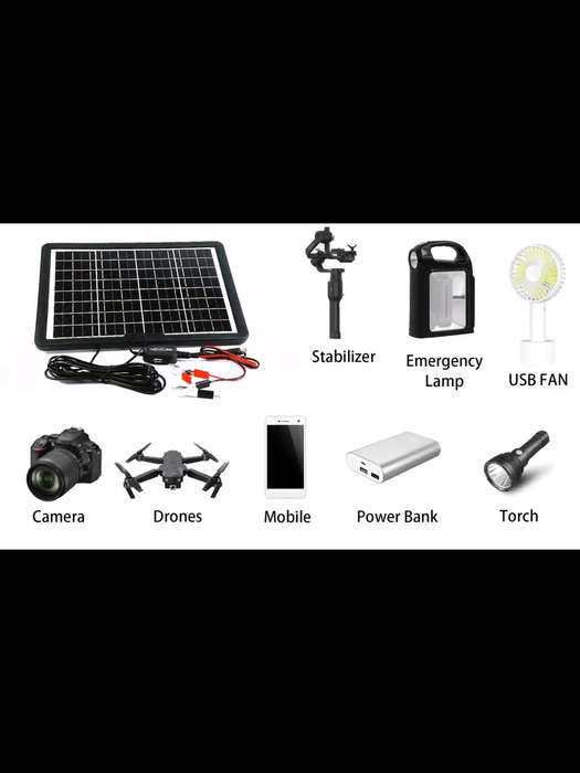 15W Solar Panel Charging Station Charging Panel with USB Multi-Head Cable