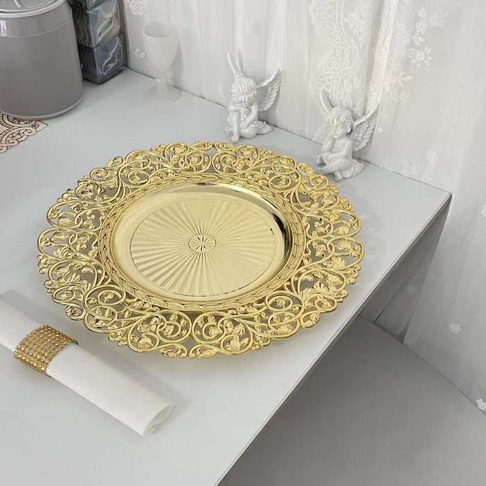 25 Pieces Gold Hollow Edge Vintage Underplate For Table Decor And Wedding