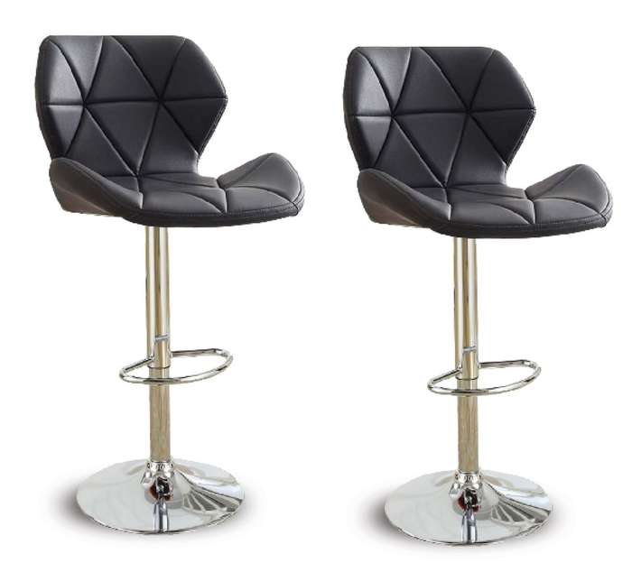 Bar Stools - Kitchen Counter Swivel Chairs - Set of Two-Black,Grey or White