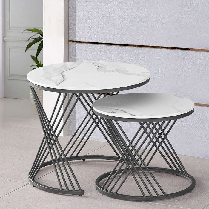 2-in-1 Round Marble Luxury Modern Coffee Table