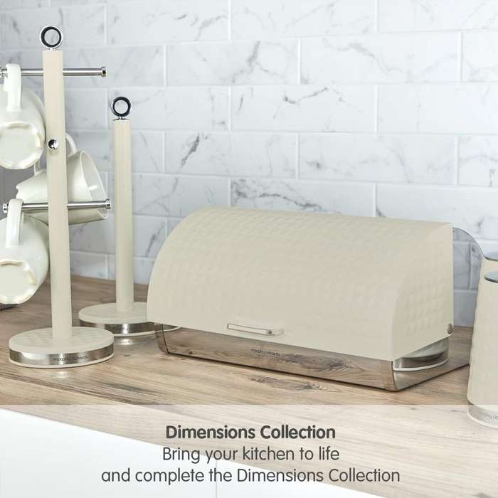 High Quality Bread Bin Canisters Kitchen Set With FREE Knife - Cream