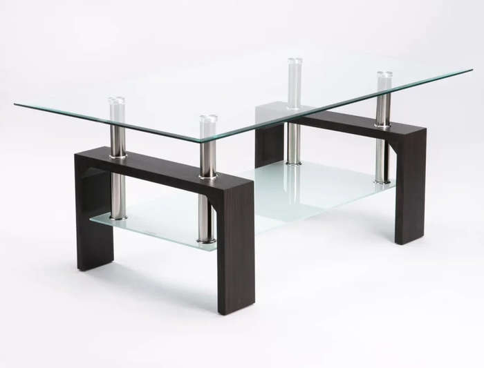 Modern two tier glass coffee table in - Wenge