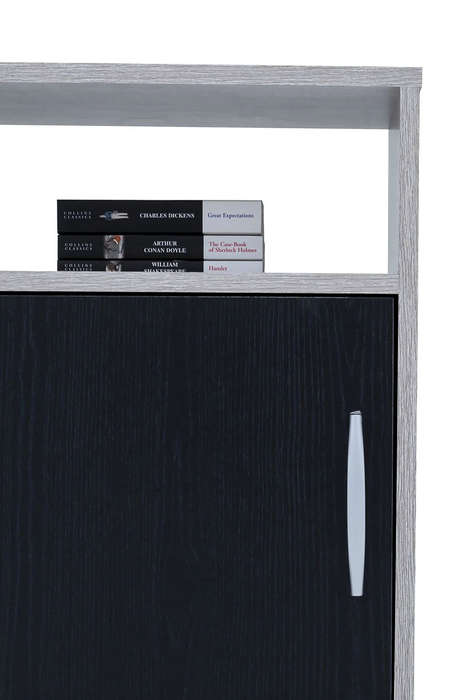 Modern Pedestal/Nightstand - 1-Drawer and 1-Shelf - Brown, Black