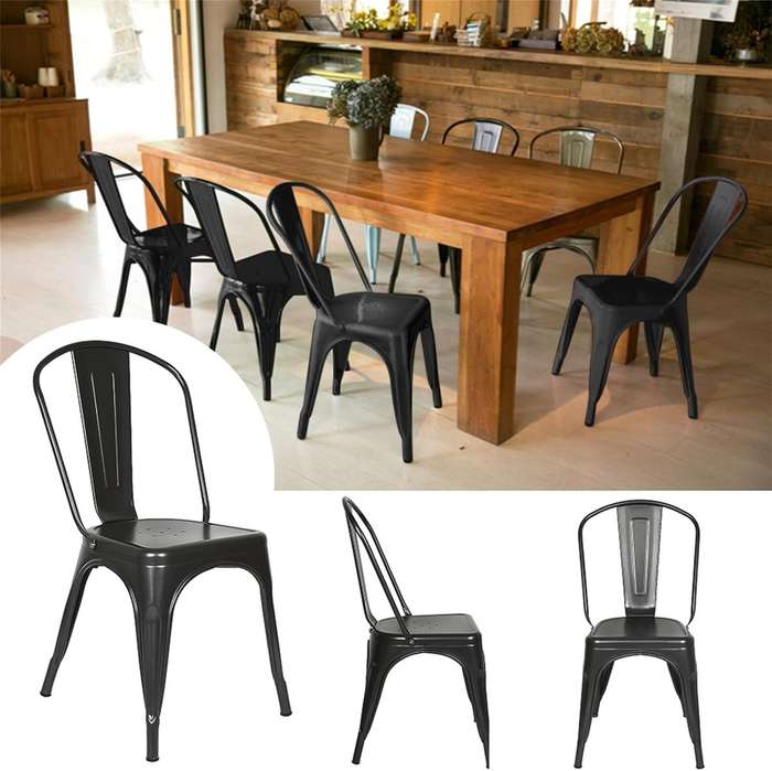 Metal stackable chair outdoor/indoor use-Black