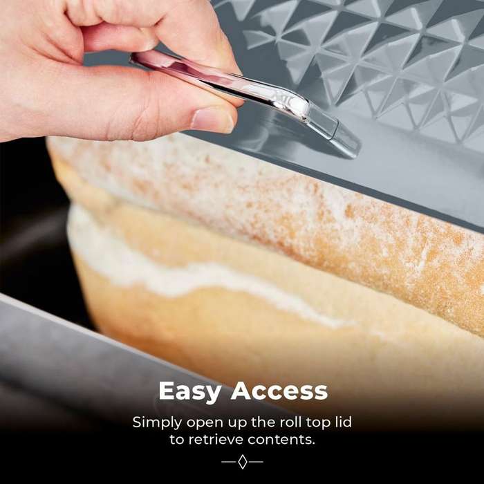 High Quality Bread Bin Canisters Kitchen Set With FREE Knife- Grey