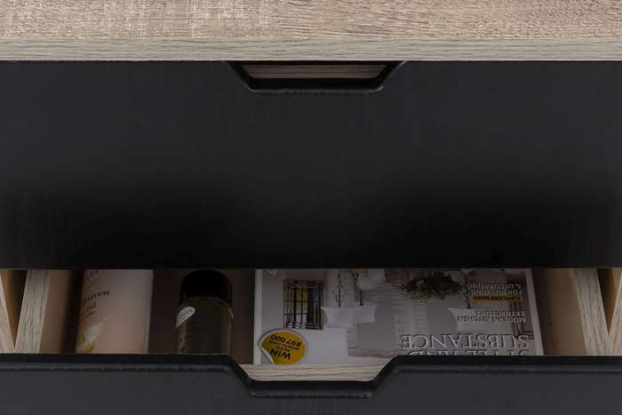 2 Draw Pedestal-Engineered Wood Bedside Table - Black/Brown