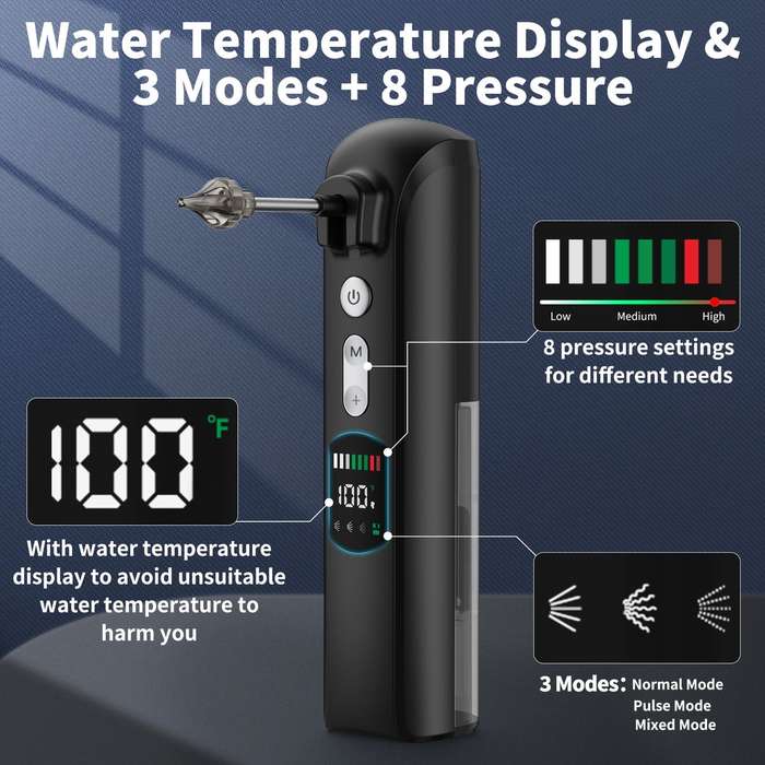 Ear Wax Removal, Electric Water Power Ear Cleaner 8 Pressure Modes