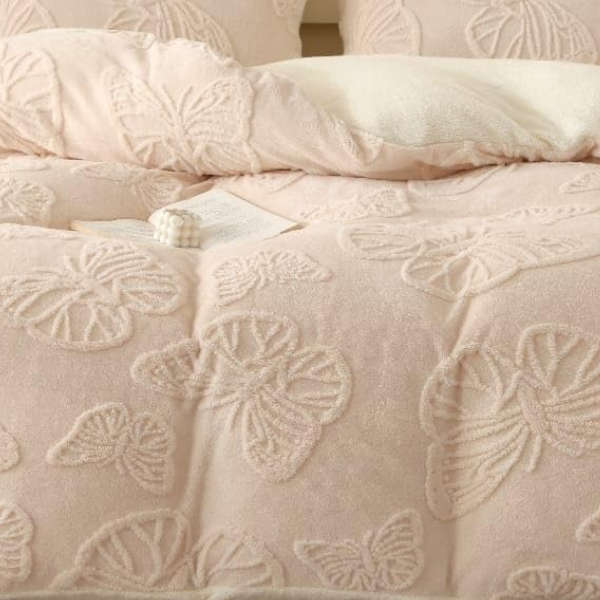 5 Piece Butterfly Geometric Comforter - Beige