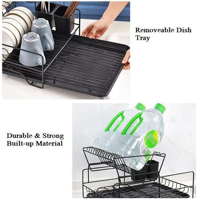 Black Iron Double Layer Dish Rack