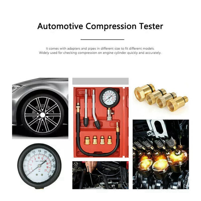8 Piece Petrol Cylinder Compression Tester Kit