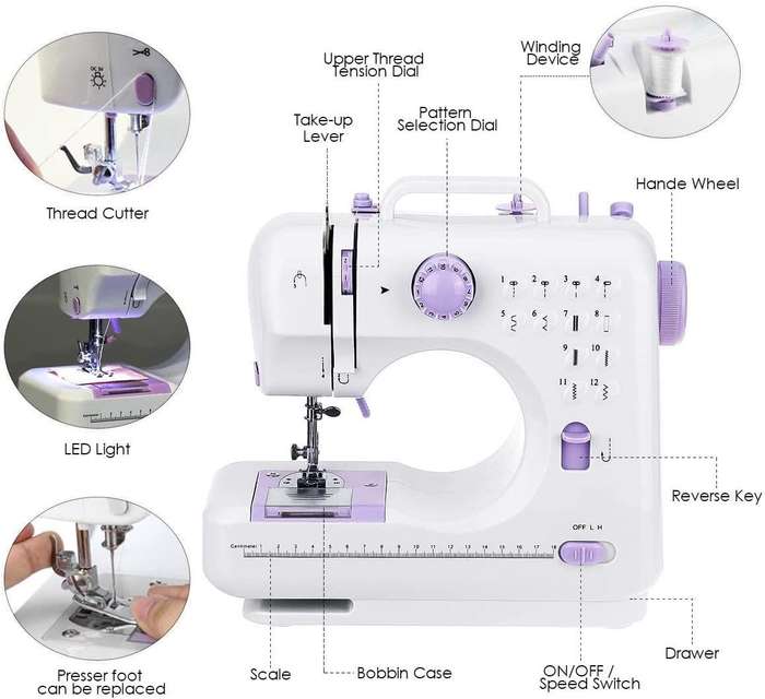 Portable Sewing Machine,12 Stitches 2 Speed Heavy Duty Sew Machine