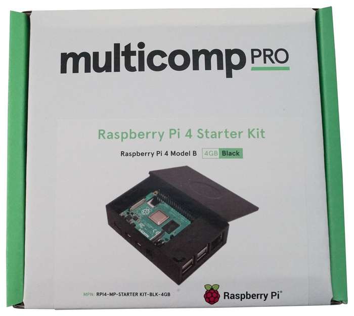 Multicomp Pro RPI4-MP-STARTER KIT-BLK-4GB Raspberry Pi 4B Starter Kit