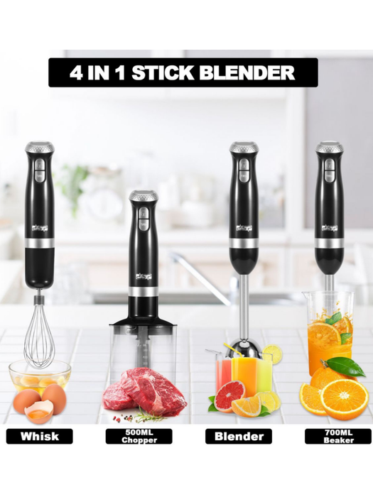 DSP 4-in-1 Multi-Use Hand Blender with Stainless Steel Blades-Bowl-Beaker