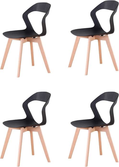Plastic Kitchen Chairs 4 Pack - Black