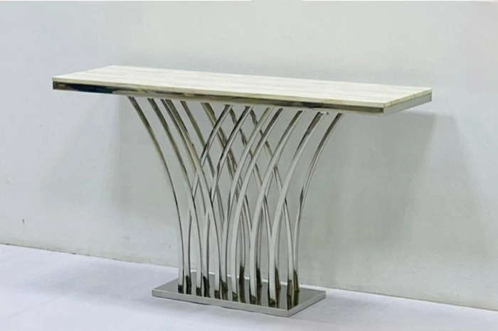 Modern Console Table With Marble Top-Gold or Silver