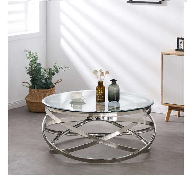 Glass Round Coffee Table-Gold or Silver