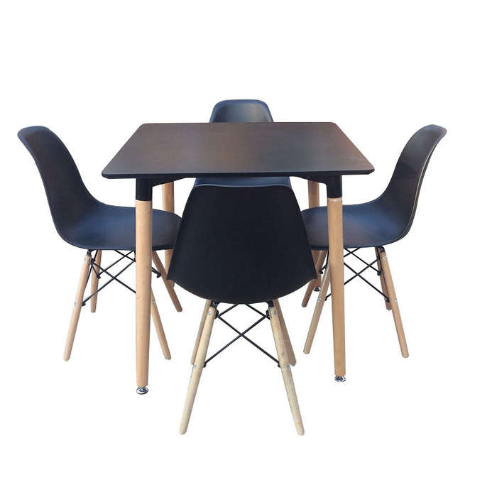 Dining Suite -Square Table with 4 Chairs - Black Colour
