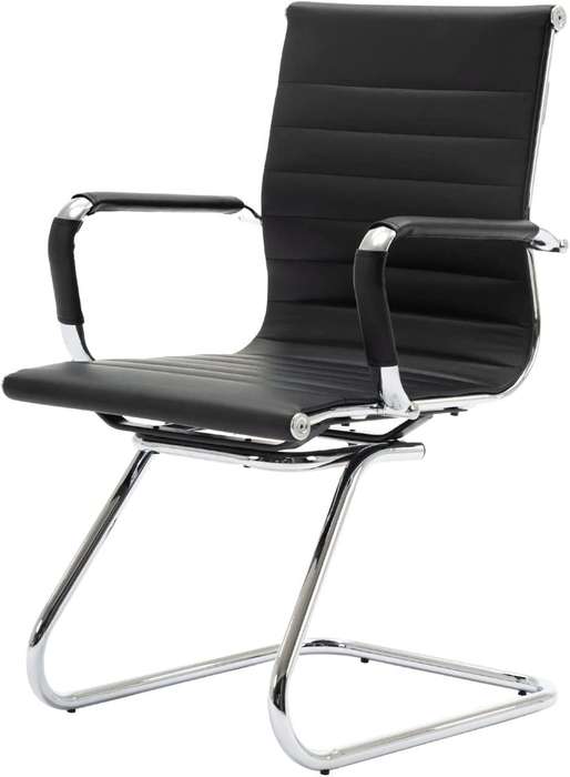 Office Chair - Ribbed Leather Guest Mid Back