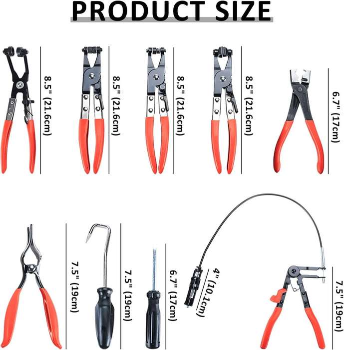 Automotive DIY Tool Hose/Liquid Line Clamp Pliers 9 Pieces Set