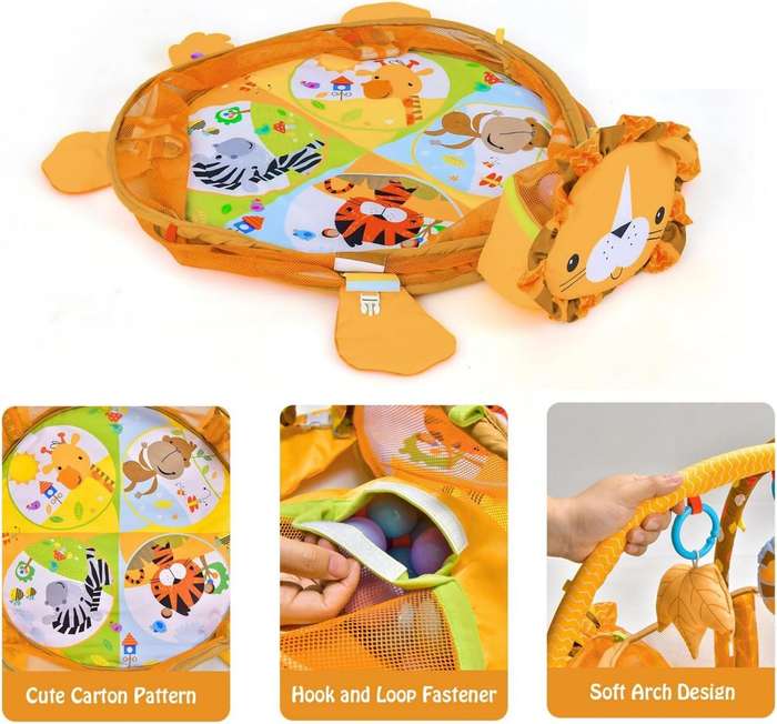 Baby Activity Gym with Hanging Toys and Colorful Ocean Balls Play Mat