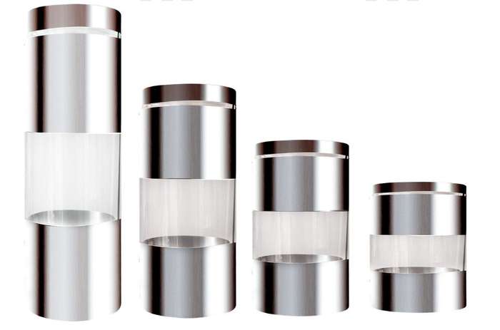 Royal Homeware 4 Piece Glass Jar Canister set with Stainless Steel Body - Silver