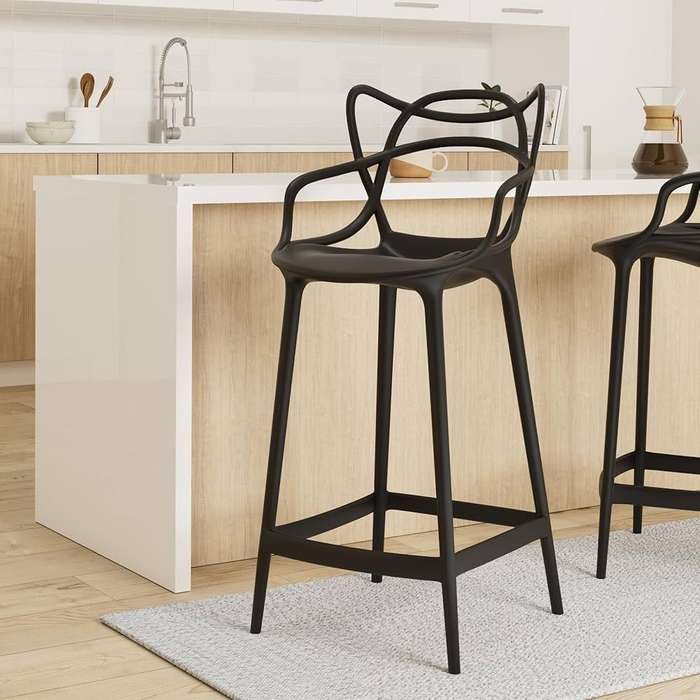 Bar Stool - Plastic 2Pack Black