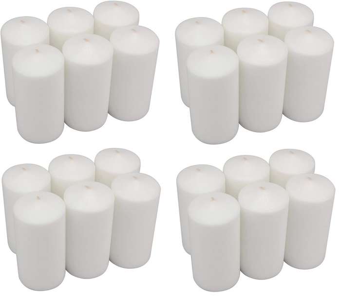 Exquisite And Long-lasting Pillar Candles - White / 24 Piece