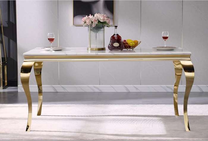 Marble Dining Table - Gold