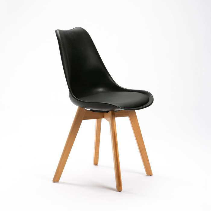 Emily Wooden Leg Dining Chair - Black