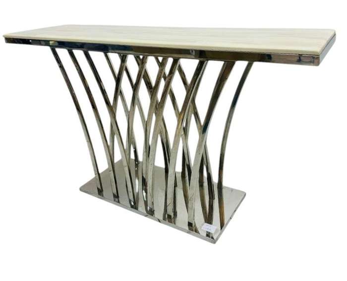 Modern Console Table With Marble Top-Gold or Silver