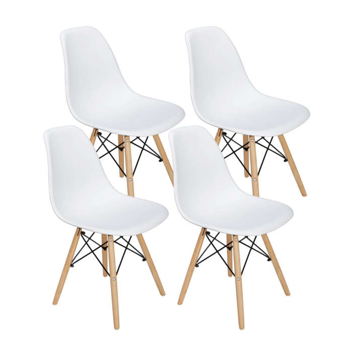 Wooden Leg Chair - Set Of 4- White (DISPLAY ITEM)