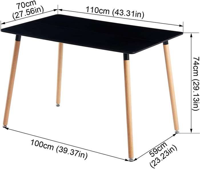 Black Dining Room Table With 6 Padded Grey Chairs