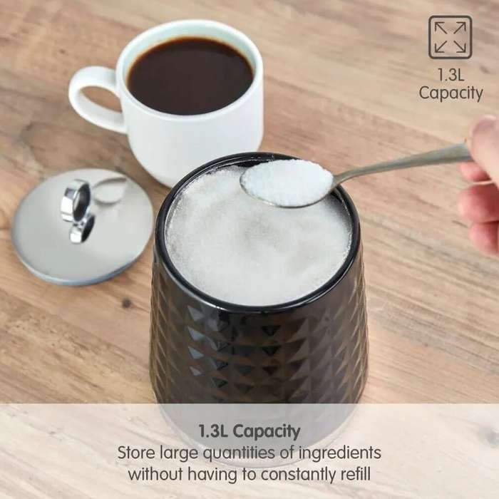 High Quality Bread Bin Canisters Kitchen Set With FREE Knife- Black