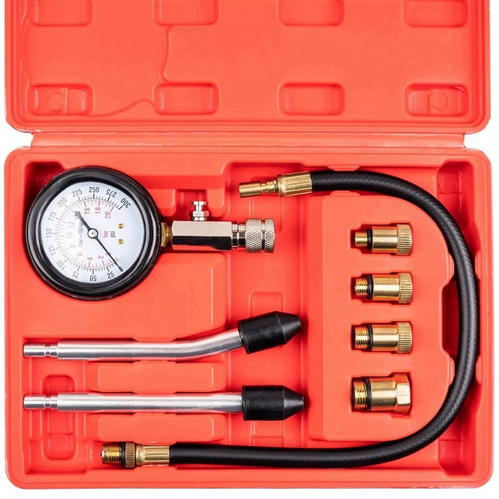 8 Piece Petrol Cylinder Compression Tester Kit
