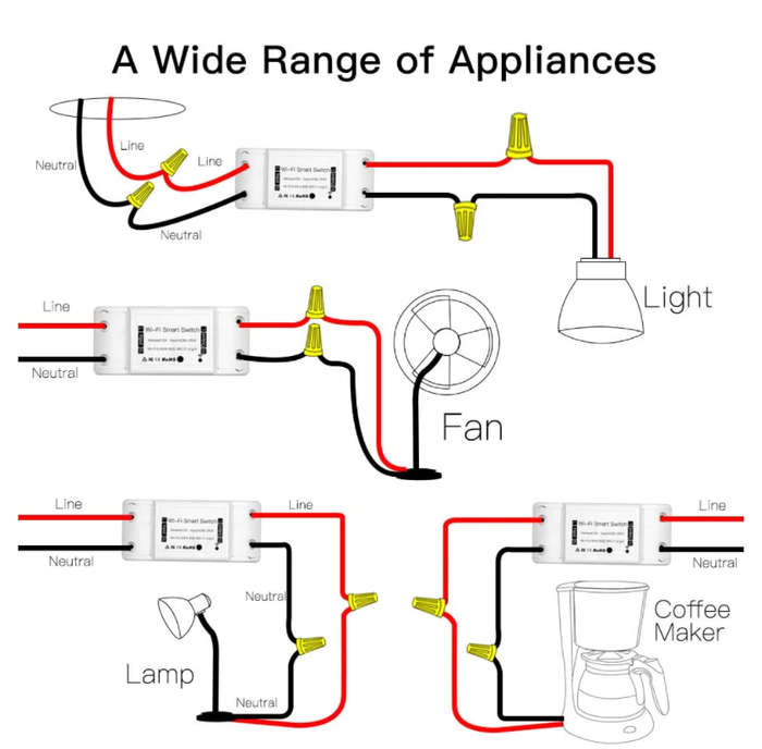[ FOUR PACK - 4PCS ] Wireless WiFi Smart Switch Wifi Tuya Smartlife Compatible Smart Home Automation