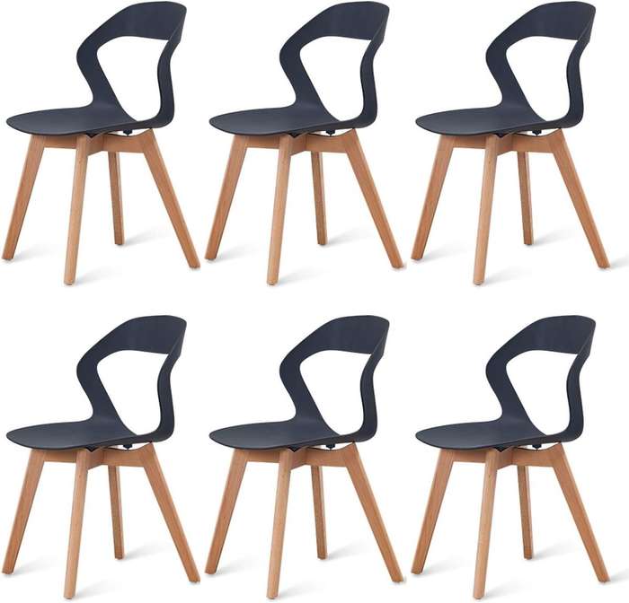 Plastic Kitchen Chair 6 Pack - Black