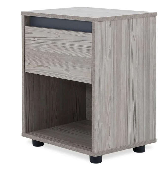 Nightstand End Table with Open Shelf - Brown, Grey
