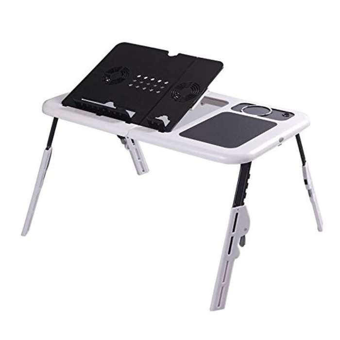 E-Table Portable Laptop Table Stand with 2-USB Cooling Fans for Bed or Couch