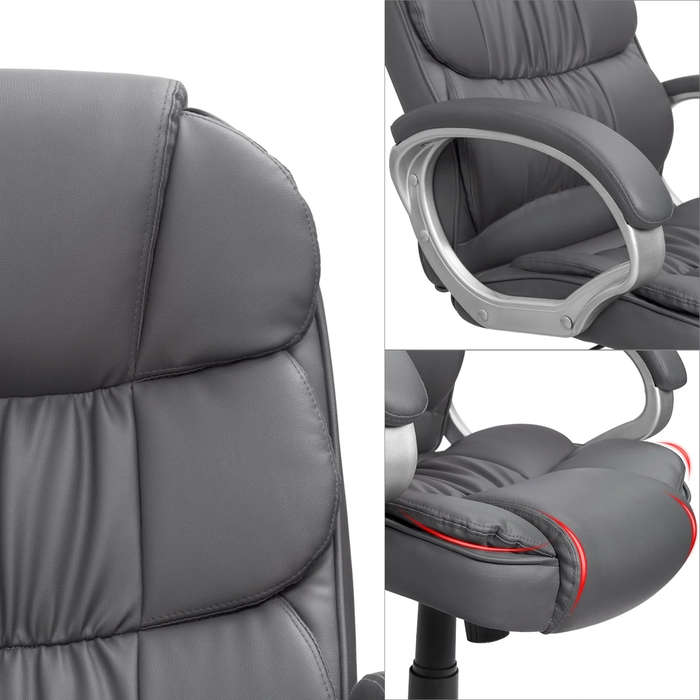 Office Chairs - High Back Executive Faux Leather - Grey
