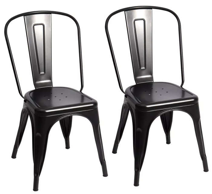 Metal stackable chair outdoor/indoor use- Black 2 pack