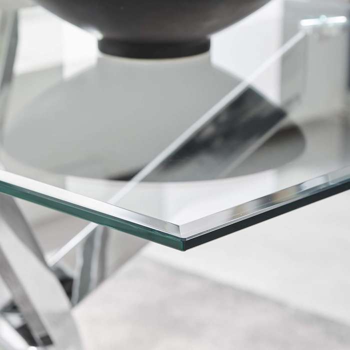 Glass Top Dining Table- Silver Legs
