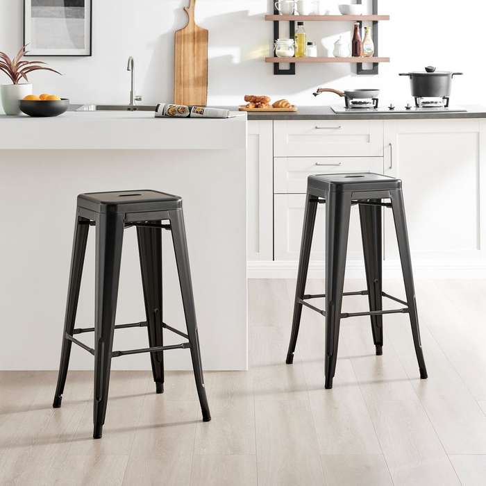 Metal stackable bar stools- 2 Pack - Black